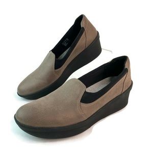 Clarks Cloudsteppers Pewter Comfort Loafer Wedge